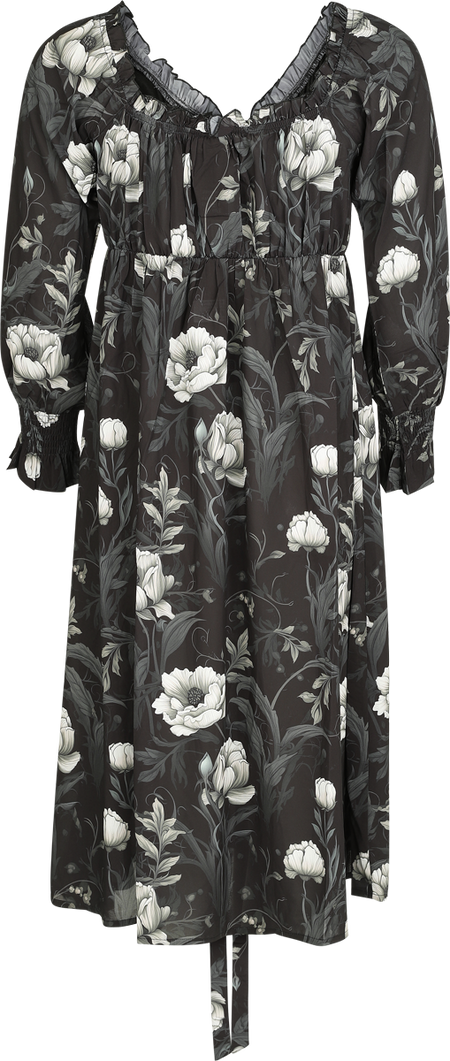 Robe mi-longue Gothic de Killstar - Nocturne Nights - Ivory'S Chorus - Robe Mi-Longue - XS à 4XL - pour Femme - noir - Killstar - View 2
