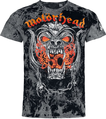 T-Shirt Manches courtes  de Motörhead - Flames Bull - S à M - pour Homme - gris foncé - Motörhead