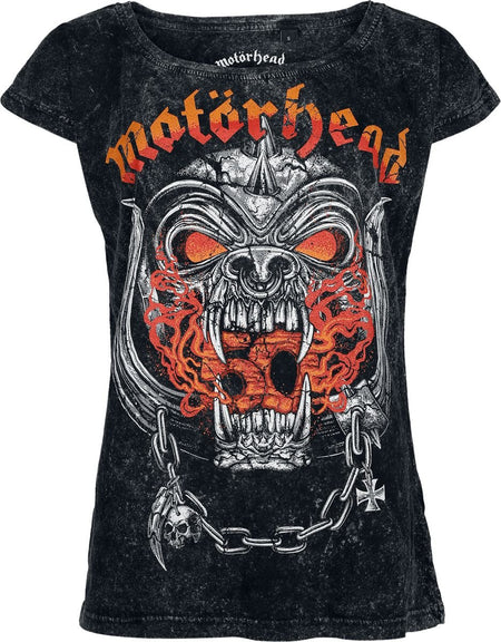 T-Shirt Manches courtes  de Motörhead - Flames Bull - S à 3XL - pour Femme - noir - Motörhead