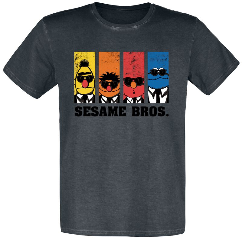 T-Shirt Manches courtes  de Sesame Street - Sesame Bros. - M à 5XL - pour Homme - noir - Sesame Street