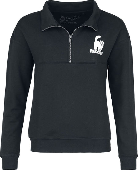 Sweat-shirt  de Simon's Cat - Meow - Pull Semi-Zip - S à 3XL - pour Femme - noir - Simon's Cat