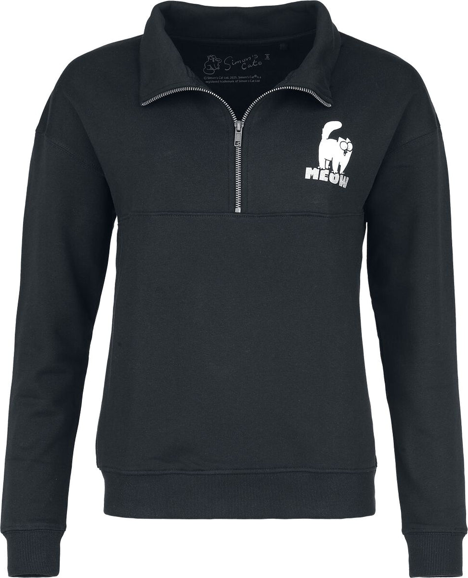 Sweat-shirt  de Simon's Cat - Meow - Pull Semi-Zip - S à 3XL - pour Femme - noir - Simon's Cat