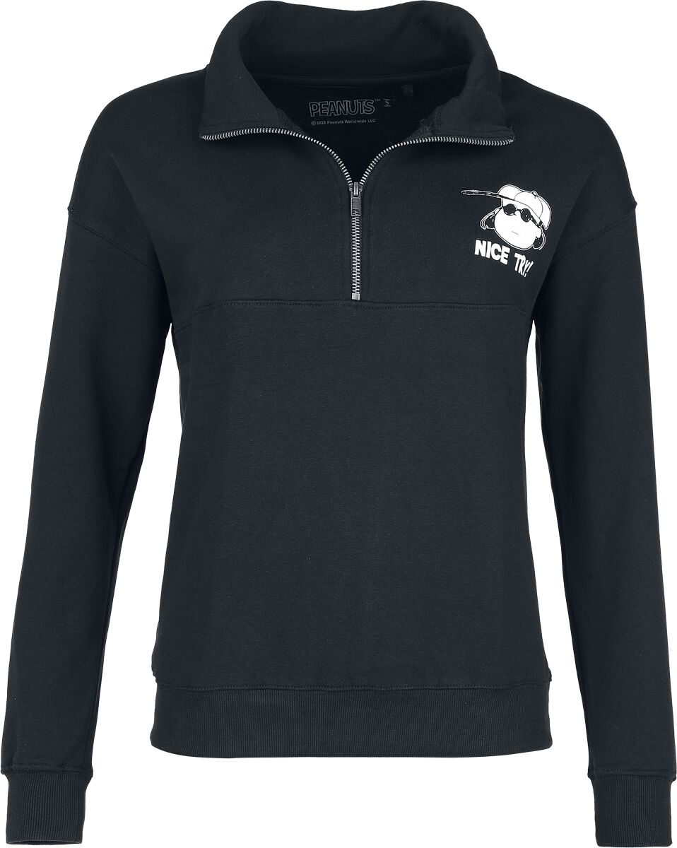Sweat-shirt  de Snoopy - Lucy - Nice Try! - Pull Semi-Zip - S à 3XL - pour Femme - noir - Snoopy