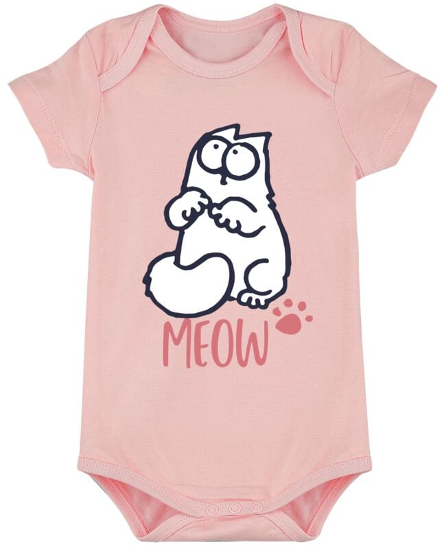 Body  de Simon's Cat - Meow - 50/56 à 86/92 - pour filles & garçonse - rose clair - Simon's Cat