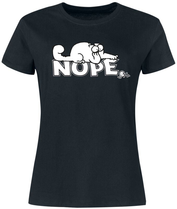 T-Shirt Manches courtes  de Simon's Cat - Nope - S à 3XL - pour Femme - noir - Simon's Cat