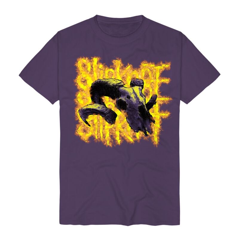 T-Shirt Manches courtes  de Slipknot - Burning Goat Skull - S à 3XL - pour Homme - lilas - Slipknot