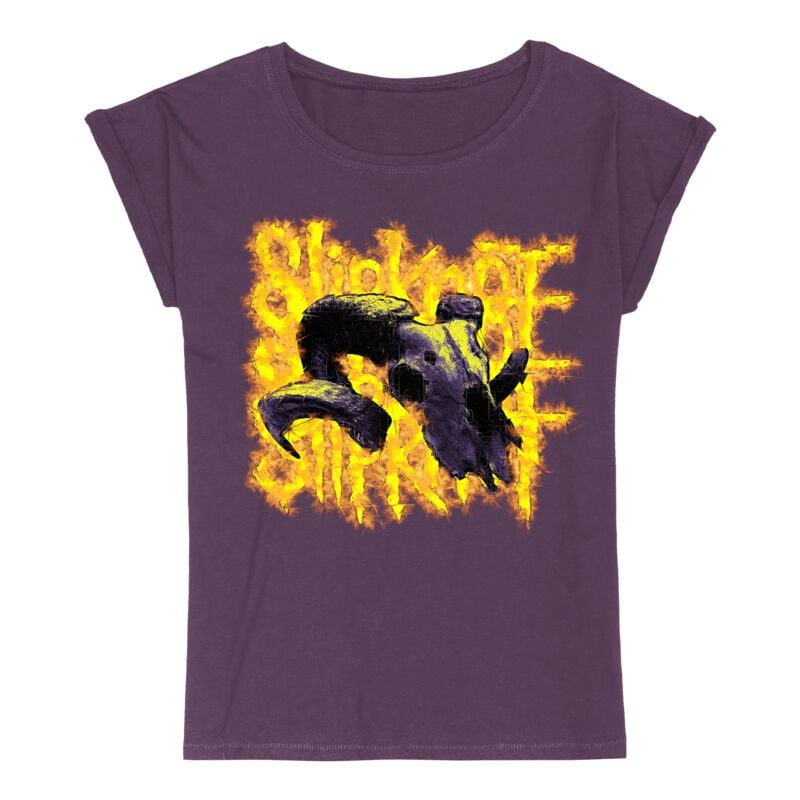 T-Shirt Manches courtes  de Slipknot - Burning Goat Skull - S à 3XL - pour Femme - lilas - Slipknot