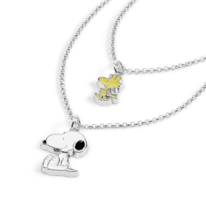 Collier  de Snoopy - Snoopy & Woodstock - Lot de 2 - pour Femme - couleur argent - Snoopy - View 2