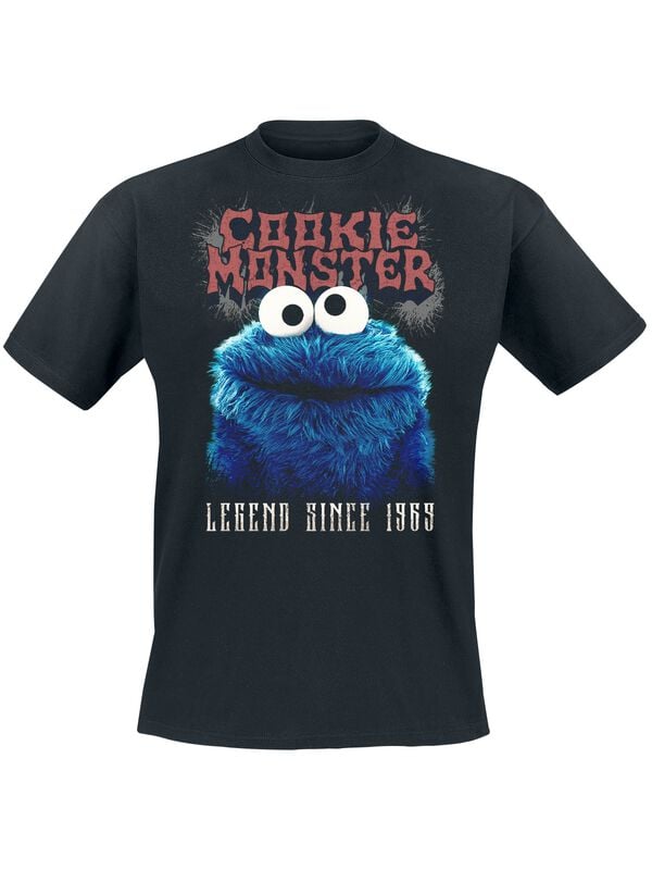 T-Shirt Manches courtes  de Sesame Street - Cookie Monster - Legend - S à 5XL - pour Homme - noir - Sesame Street