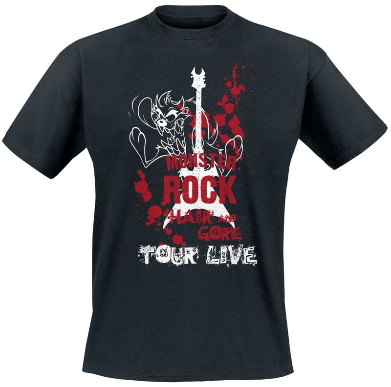 T-Shirt Manches courtes  de Looney Tunes - Taz - Monster Rock - S à XXL - pour Homme - noir - Looney Tunes