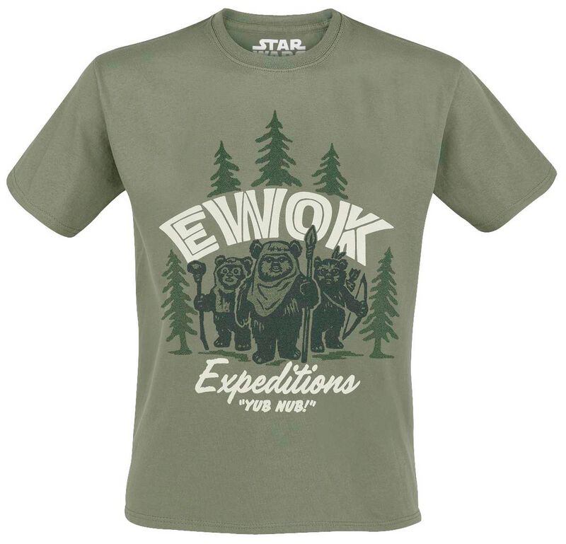 T-Shirt Manches courtes Disney de Star Wars - Ewok - S à XXL - pour Homme - olive - Star Wars