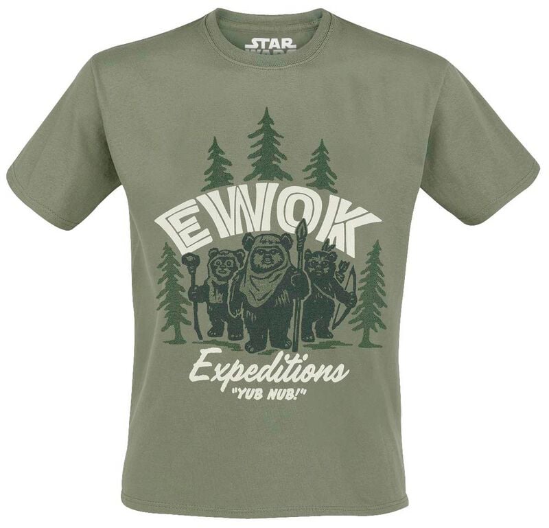 T-Shirt Manches courtes Disney de Star Wars - Ewok - S à XXL - pour Homme - olive - Star Wars