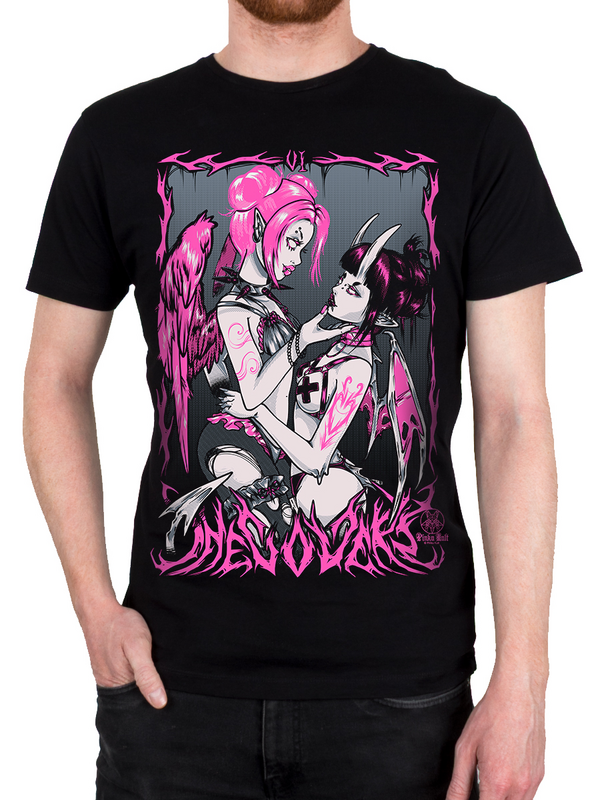 T-Shirt Manches courtes Gothic de Pinku Kult - The Lovers - S à 3XL - pour Homme - noir - Pinku Kult - View 2