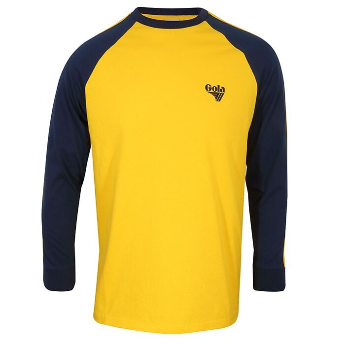 T-shirt manches longues  de Gola - Long Sleeve Raglan with Flat Knit Trim and Flock Logo - Yellow - S à XXL - pour Homme - jaune - Gola