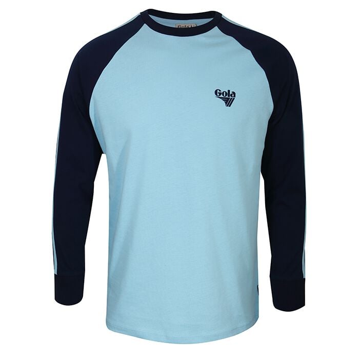 T-shirt manches longues  de Gola - Long Sleeve Raglan with Flat Knit Trim and Flock Logo - Blue - S à XXL - pour Homme - bleu - Gola