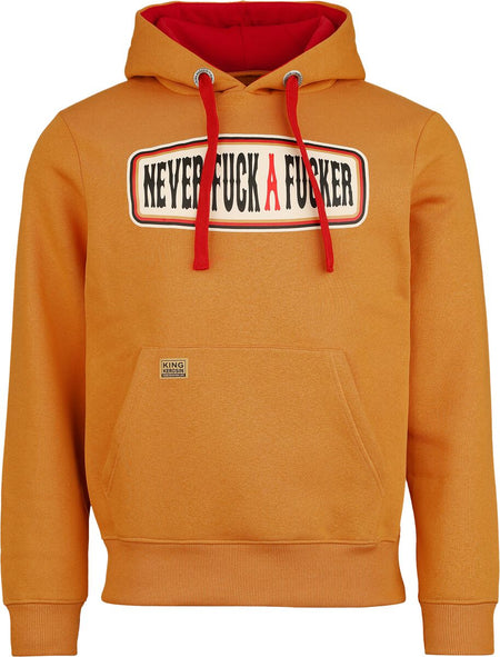 Sweat-shirt à capuche Rockabilly de King Kerosin - Never Fuck a Fucker - Sweat à Capuche - S à L - pour Homme - orange - King Kerosin