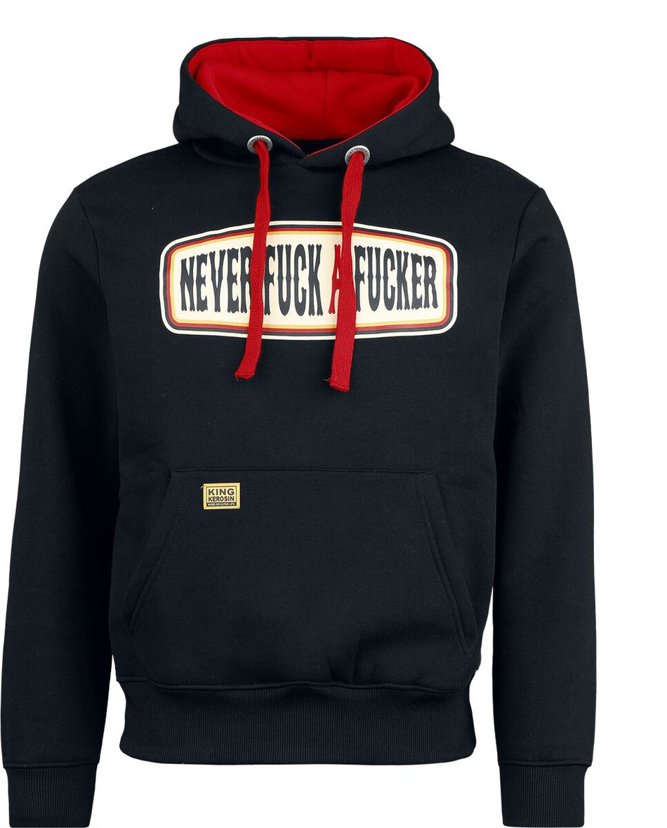 Sweat-shirt à capuche Rockabilly de King Kerosin - Never Fuck a Fucker - Sweat à Capuche - S à 3XL - pour Homme - noir - King Kerosin