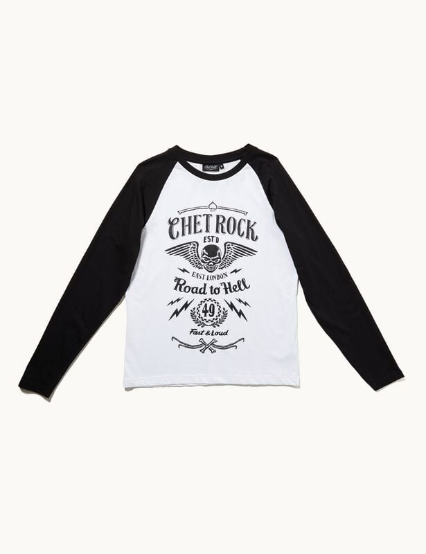 T-shirt manches longues  de Chet Rock - Road to Hell Raglan - S à XXL - pour Homme - noir/blanc - Chet Rock