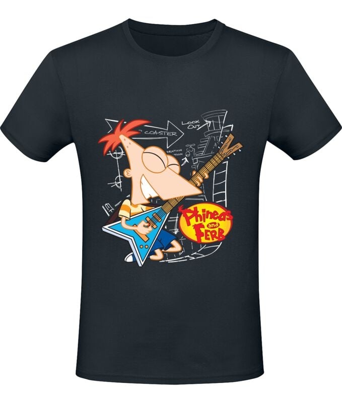 T-Shirt Manches courtes  de Phineas & Ferb - Tech - S à XXL - pour Homme - noir - Phineas & Ferb