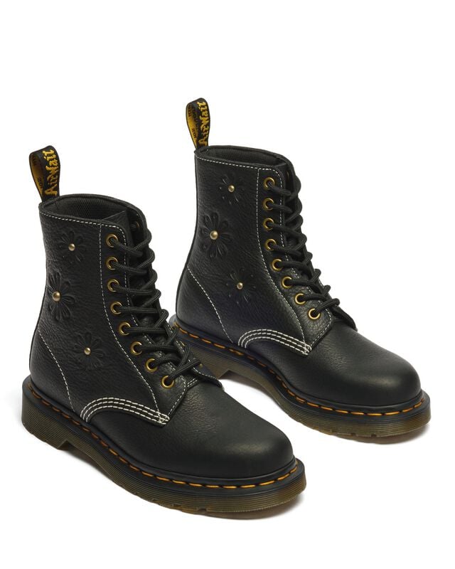 Bottes  de Dr. Martens - 1460 Pascal Flower - EU36 à EU40 - pour Femme - noir - Dr. Martens
