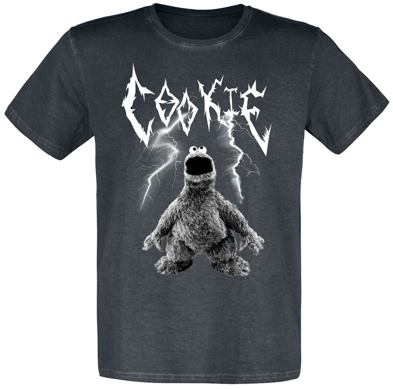 T-Shirt Manches courtes  de Sesame Street - Cookie Monster - Krümelmonster - S à 5XL - pour Homme - noir - Sesame Street