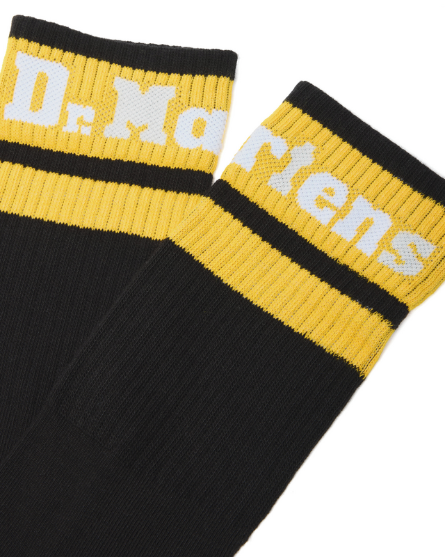 Chaussettes  de Dr. Martens - Athletic Logo Sock - Black + Yellow - S-M à M-L - pour Unisexe - noir - Dr. Martens - View 2