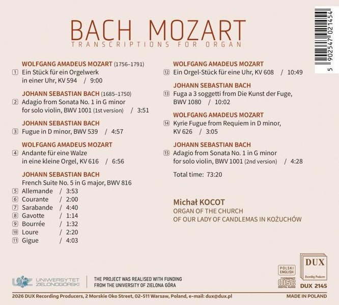 Transcriptions pour orgue - Front Cover