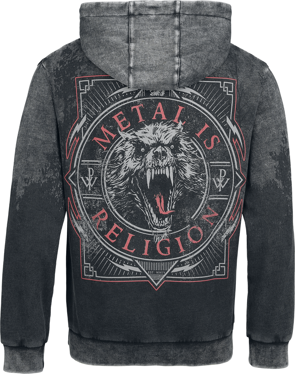 Sweat-shirt à capuche  de Powerwolf - EMP Signature Collection - M à 3XL - pour Homme - gris foncé/noir - Powerwolf - View 2