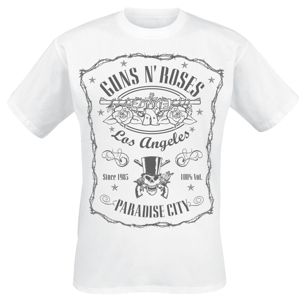 T-Shirt Manches courtes  de Guns N' Roses - Étiquette Paradise City - S à 3XL - pour Homme - blanc - Guns N' Roses