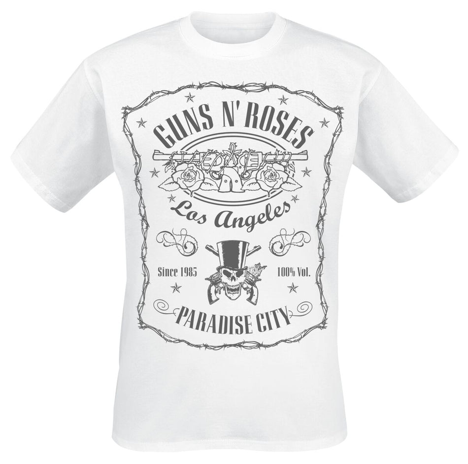 T-Shirt Manches courtes  de Guns N' Roses - Étiquette Paradise City - S à 3XL - pour Homme - blanc - Guns N' Roses
