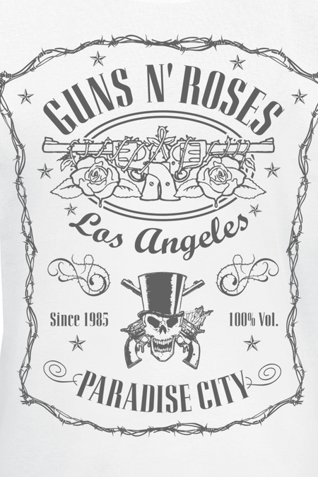T-Shirt Manches courtes  de Guns N' Roses - Étiquette Paradise City - S à 3XL - pour Homme - blanc - Guns N' Roses - View 2