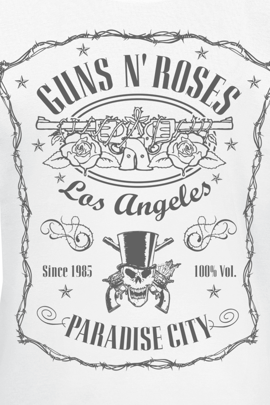 T-Shirt Manches courtes  de Guns N' Roses - Étiquette Paradise City - S à 3XL - pour Homme - blanc - Guns N' Roses - View 2