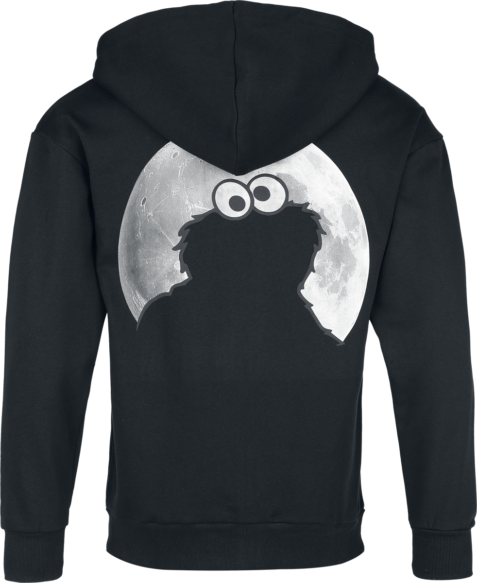 Sweat-shirt zippé à capuche  de Sesame Street - Krümelmonster - Cookie Monster - Moonlight - S à 3XL - pour Homme - noir - Sesame Street - View 2