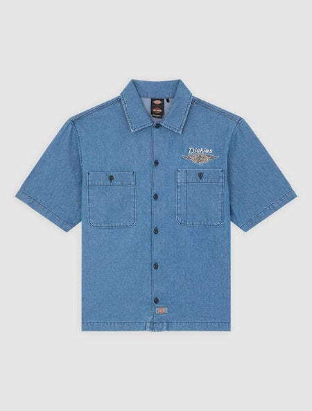 Chemise manches courtes  de Dickies - DICKIES X HARLEY DAVIDSON CHAMBRAY WORK SHIRT - S à XXL - pour Homme - bleu - Dickies