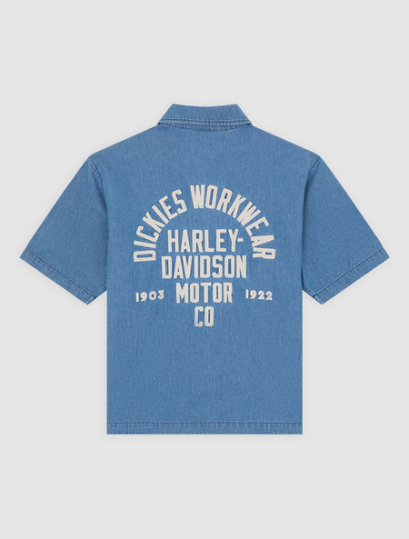 Chemise manches courtes  de Dickies - DICKIES X HARLEY DAVIDSON CHAMBRAY WORK SHIRT - S à XXL - pour Homme - bleu - Dickies - View 2