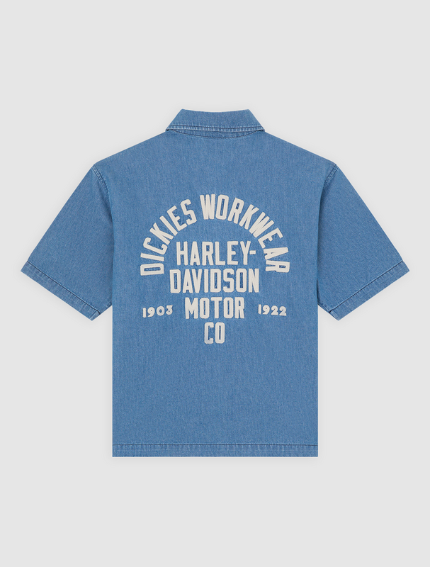Chemise manches courtes  de Dickies - DICKIES X HARLEY DAVIDSON CHAMBRAY WORK SHIRT - S à XXL - pour Homme - bleu - Dickies - View 2