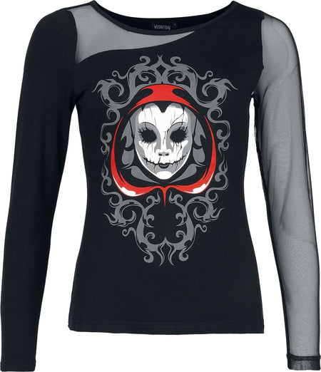 T-shirt manches longues Gothic de Wednesday - Wednesday - Silence - S à XXL - pour Femme - noir - Wednesday