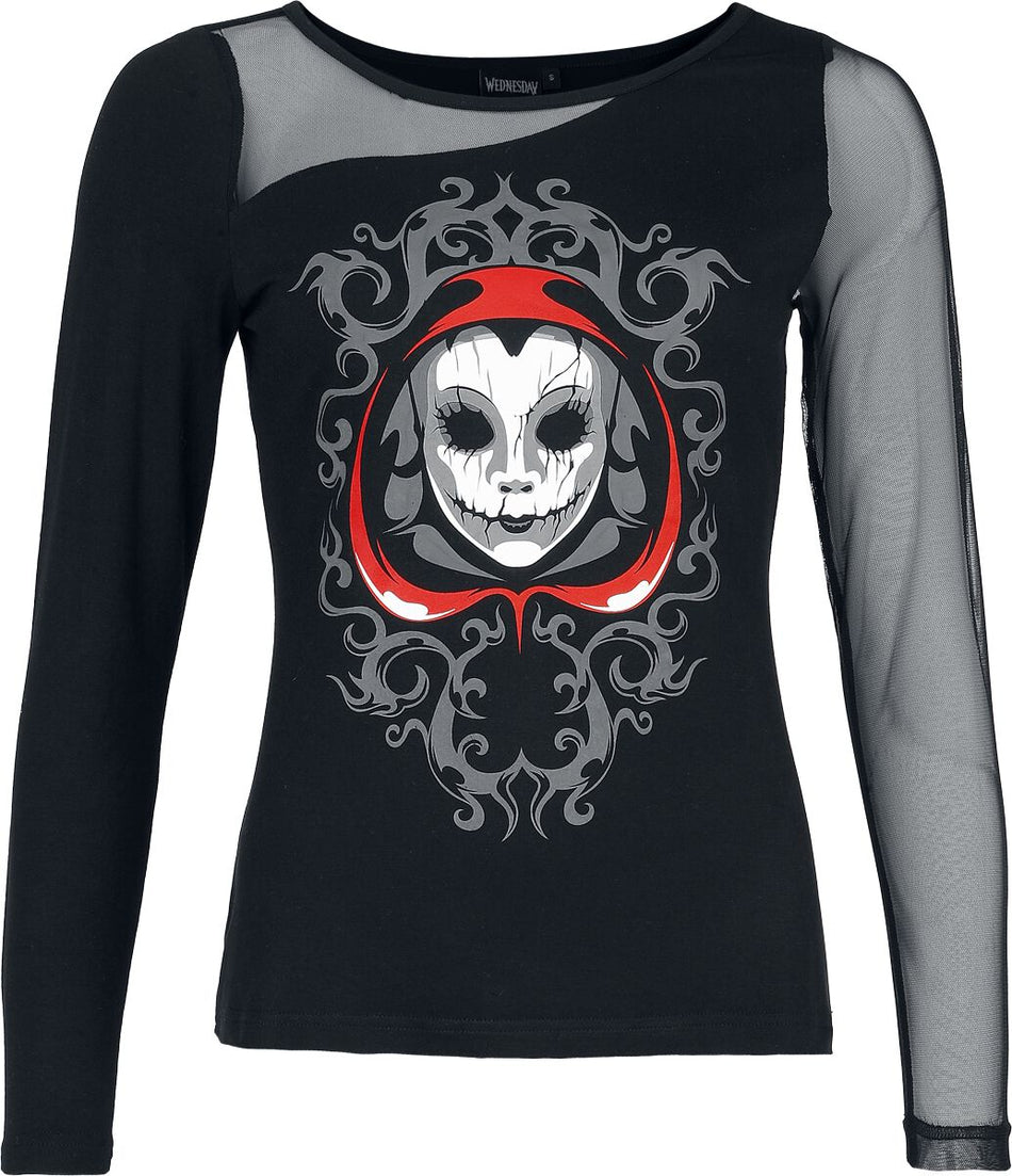 T-shirt manches longues Gothic de Wednesday - Wednesday - Silence - S à XXL - pour Femme - noir - Wednesday