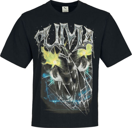 T-Shirt Manches courtes  de Puma - GRAPHIC Vintage Cat Boxy Tee - S à XXL - pour Homme - noir - Puma