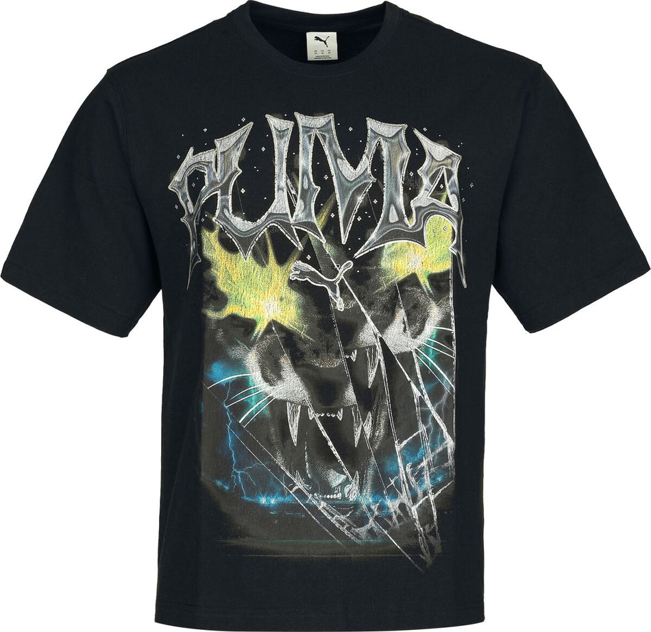 T-Shirt Manches courtes  de Puma - GRAPHIC Vintage Cat Boxy Tee - S à XXL - pour Homme - noir - Puma