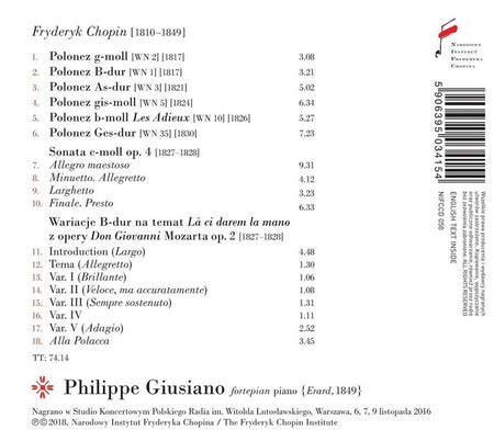 Polonaises Sonate Op 4 Variations La Ci Darem La Mano Op 2 - Front Cover