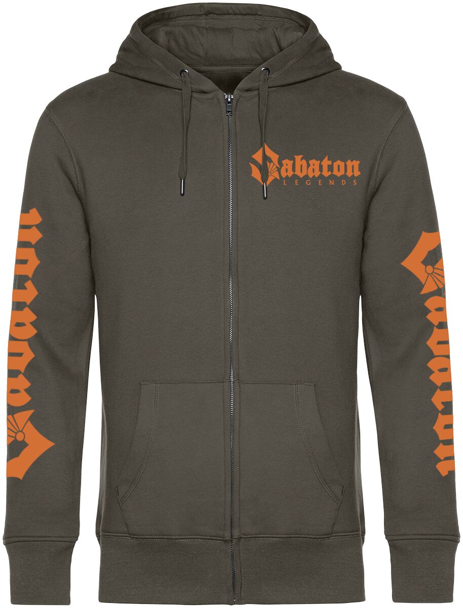 Sweat-shirt zippé à capuche  de Sabaton - Legends - S à 3XL - pour Homme - vert - Sabaton