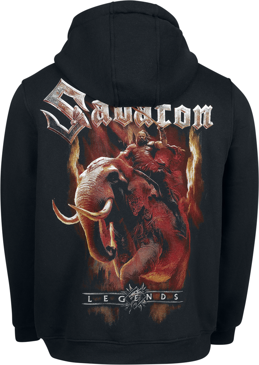Sweat-shirt zippé à capuche  de Sabaton - Elephant - S à XXL - pour Homme - noir - Sabaton - View 2