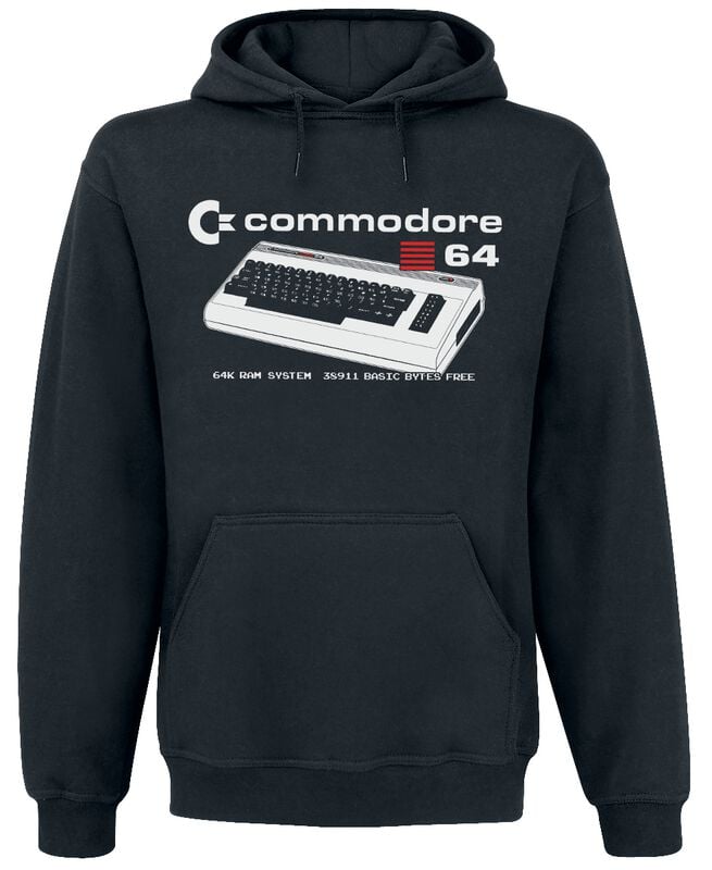 Sweat-shirt à capuche Gaming de Commodore 64 - 64K RAM Hoodie - S à XXL - pour Homme - noir - Commodore 64