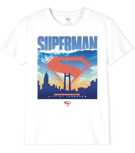 T-shirt  de Superman - Enfants - Metropolis - City Of Tomorrow - S à XL - pour Enfants - blanc - Superman