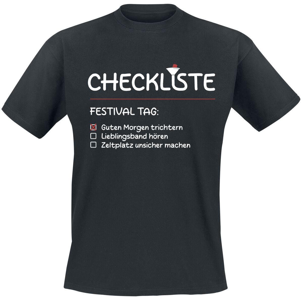 T-Shirt Manches courtes Fun de Slogans - Festival Checklist - M à 3XL - pour Homme - noir - Slogans
