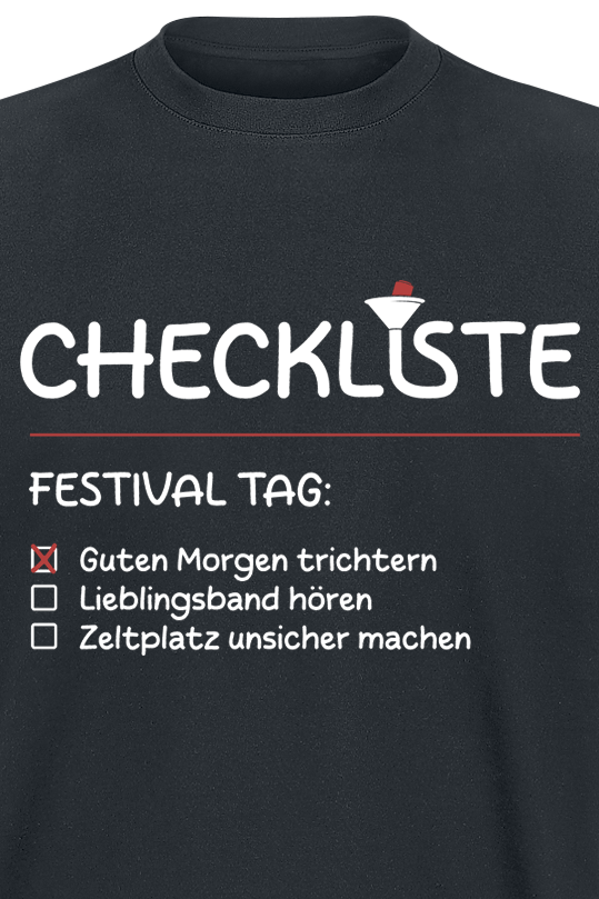 T-Shirt Manches courtes Fun de Slogans - Festival Checklist - M à 3XL - pour Homme - noir - Slogans - View 2