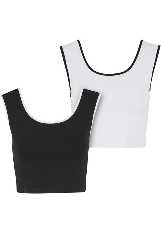 Top  de Urban Classics - Crop Top - Lot de 2 - XS à XL - pour Femme - noir/blanc - Urban Classics