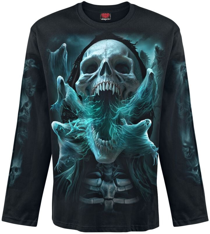 T-shirt manches longues  de Spiral - Ghost Skull - Haut manches Longues - M à XXL - pour Homme - noir - Spiral