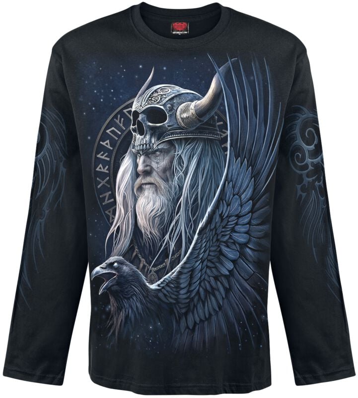T-shirt manches longues  de Spiral - Odin's Warrior - Haut Manches Longues - M - pour Homme - noir - Spiral